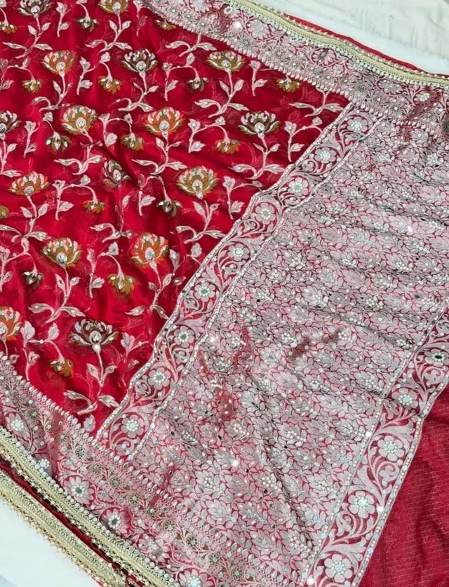 BIGGEST WEDDING Launch - Banarasi Soft Georgette Silk Stone Work Saree Collection - View 3