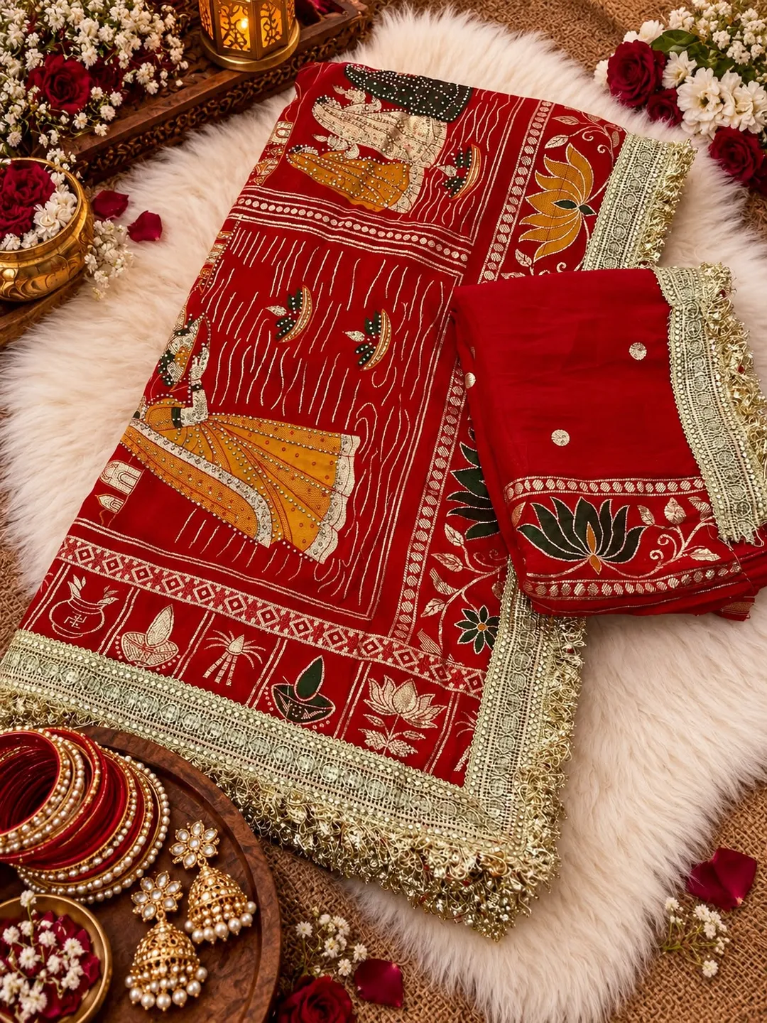Chath Pooja Special - Dola Viscose Weaving Saree with Rich Meena Pallu & All-Over Swarovski Zarkan Work - View 4