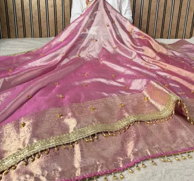 Fresh Launch – Premium Banarasi Soft Tissue Silk Ghungroo Saree - View 3