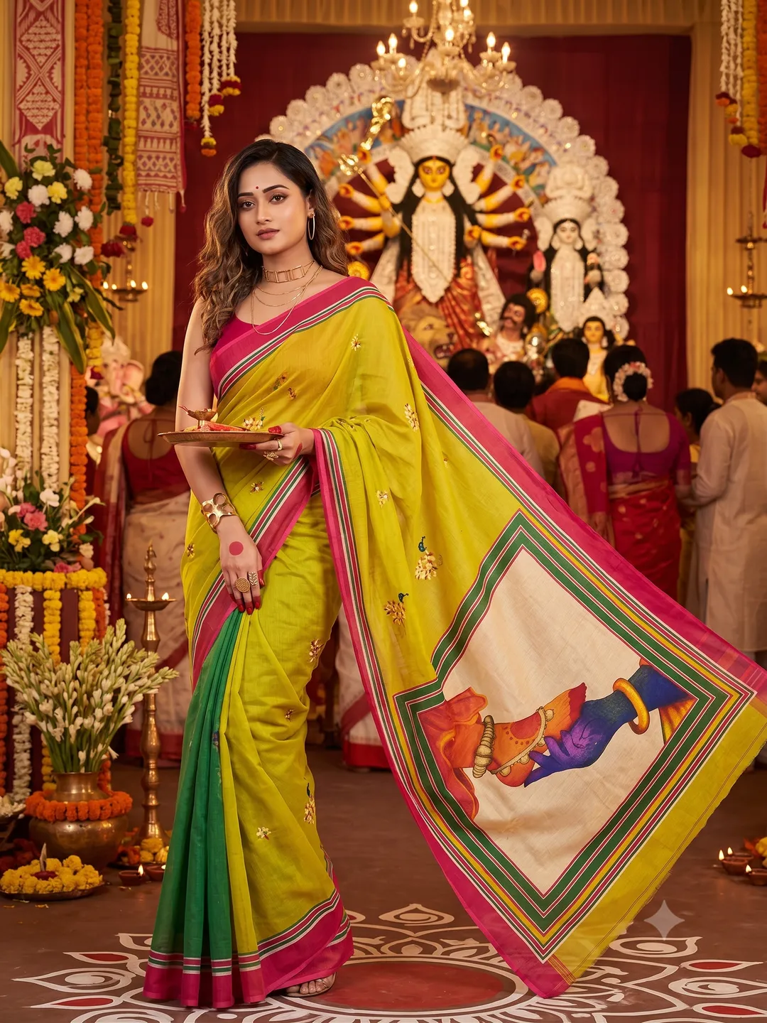 Durga Puja Special – Premium Linen Digital Print Saree Collection