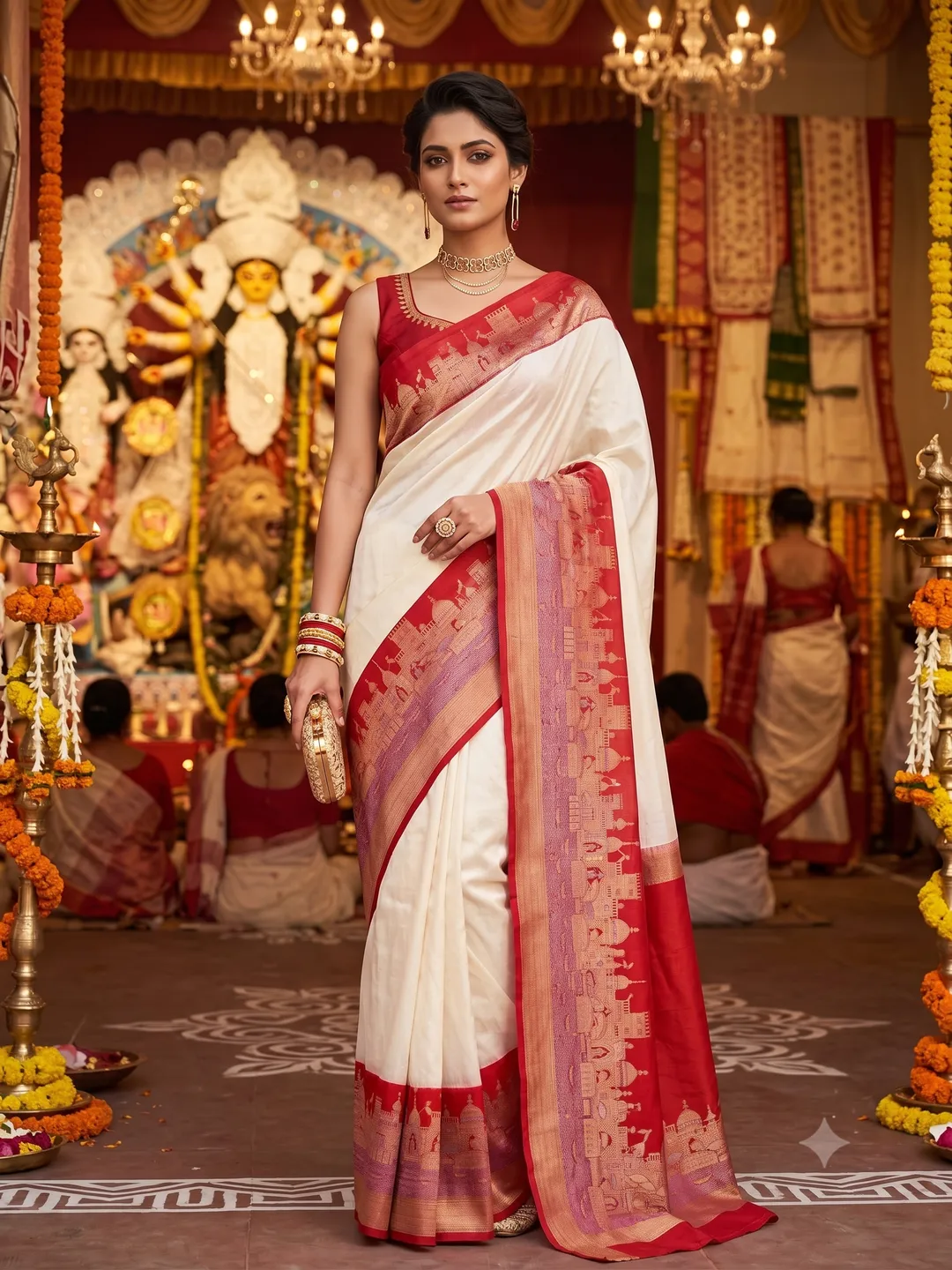 DURGA PUJA SPECIAL - Banarasi Soft Warm Silk Saree - Premium Banarasi Soft Warm Silk Saree Online India - Buy at ₹1799 - Image 1