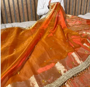 Fresh Launch – Premium Banarasi Soft Tissue Silk Ghungroo Saree - View 3
