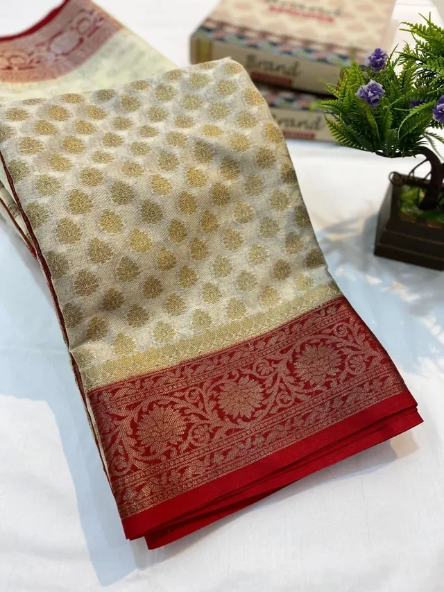 DURGA PUJA SPECIAL - Banarasi Soft Semi-Georgette Silk Saree - View 2