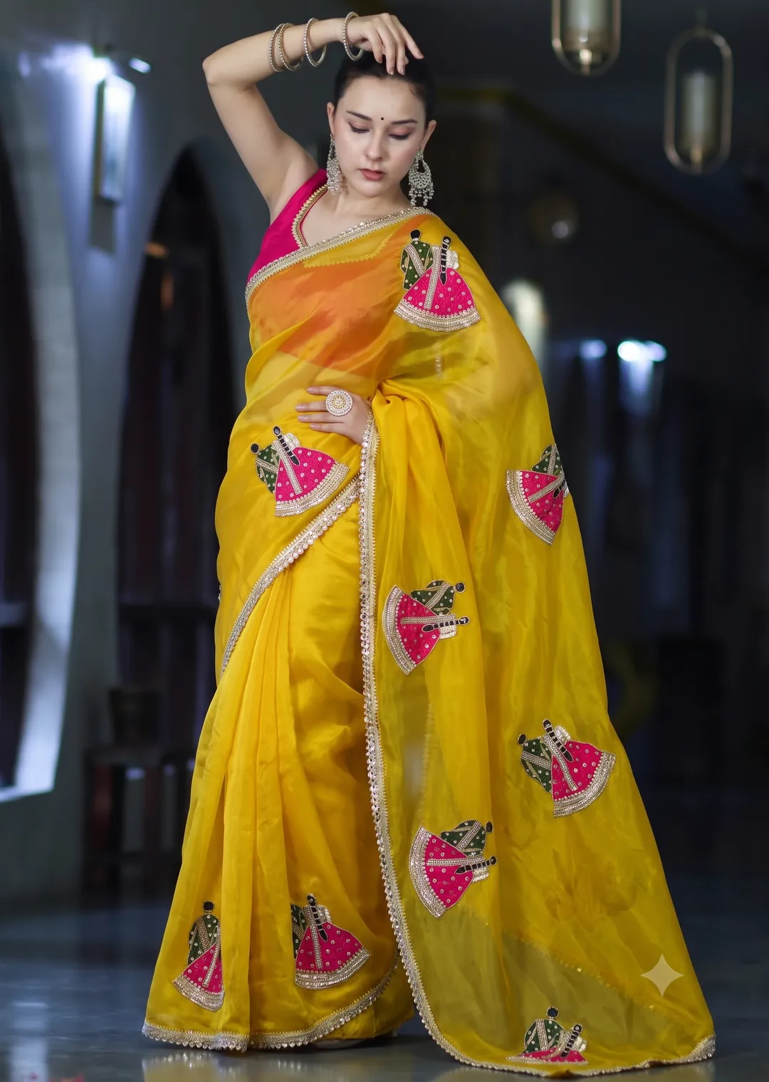 दूल्हा-दुल्हन | Dulha-Dulhan Designer Saree - Premium Quality PC Moss Georgette Saree Online India - Buy at ₹1999 - Image 1