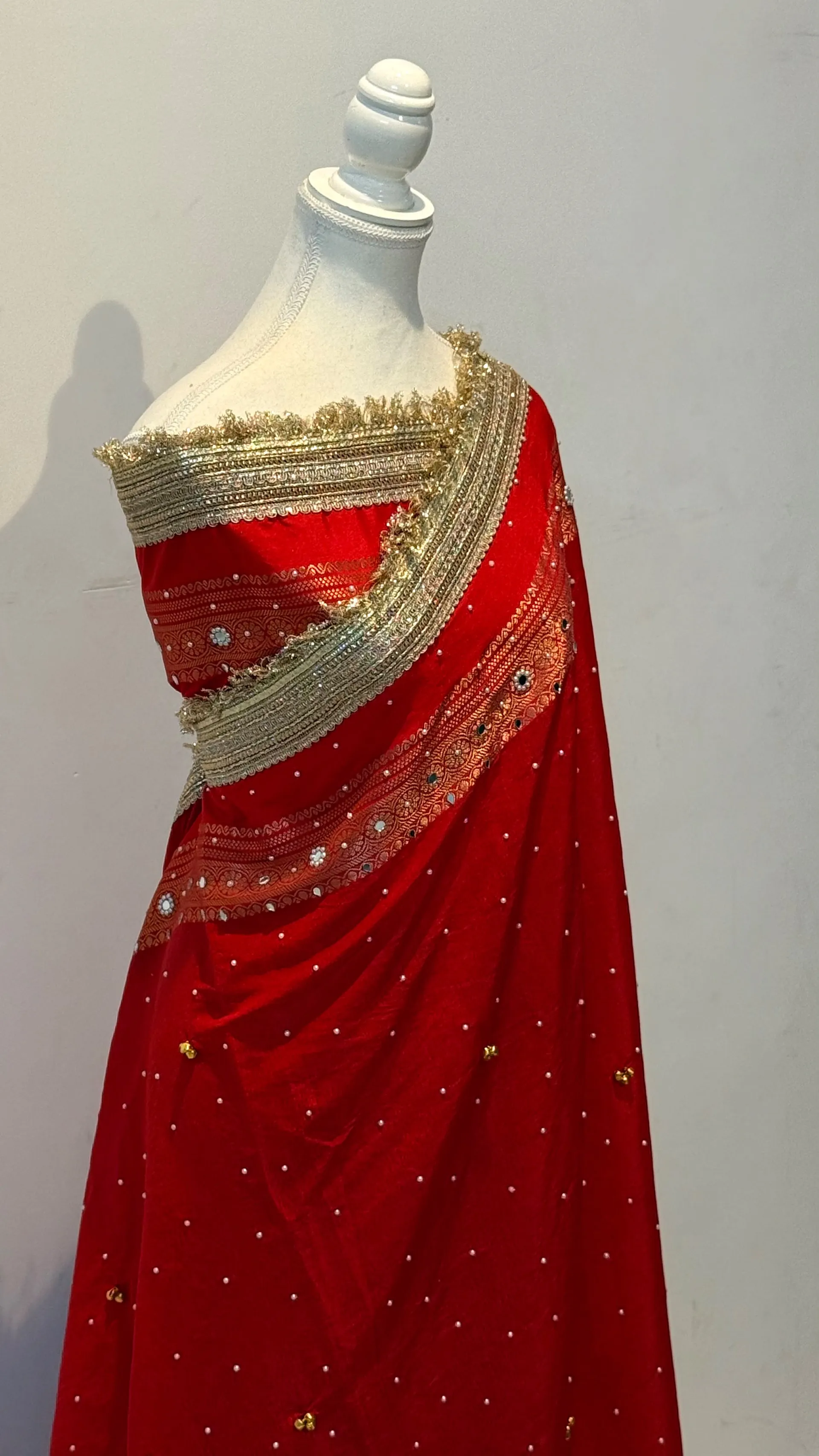 Banarasi Soft Katan Silk Saree with Pearl Work & Ghungroo Design - View 2